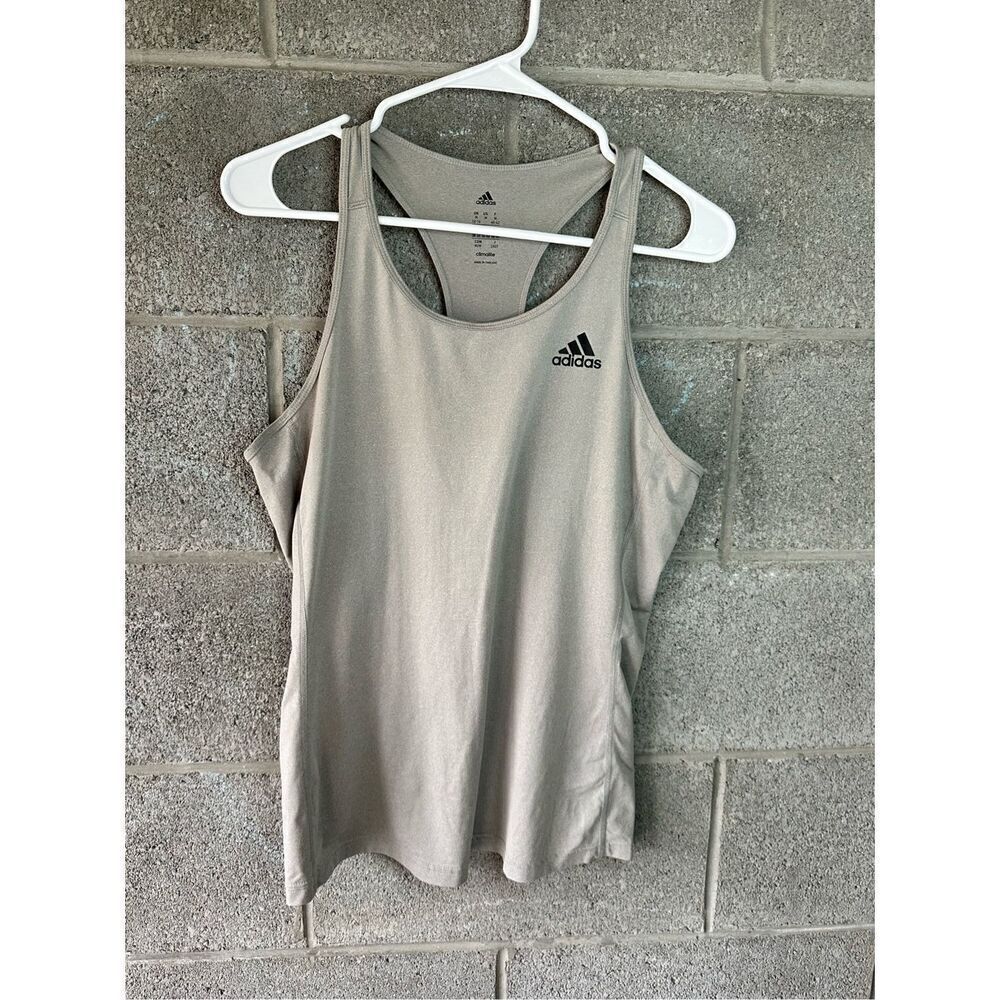 Adidas Climalite Scoop Neck Racerback Activewear Tank Top Gray Size Medium - Picture 1 of 5